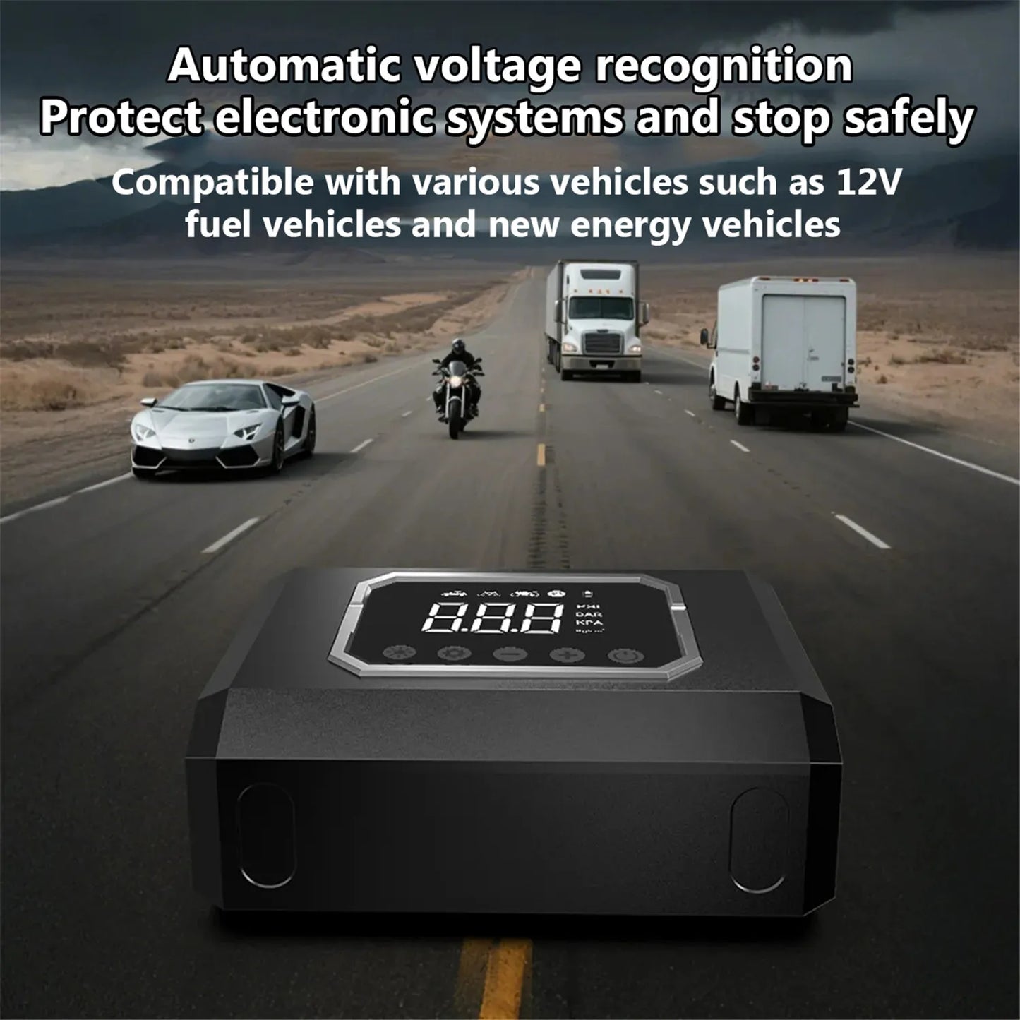 6000mAh 160PSI Air Compressor Tire Inflator Jump Starter Air Compressor 12V Car Jump Starter Engine Air Pump Inflatable Pump