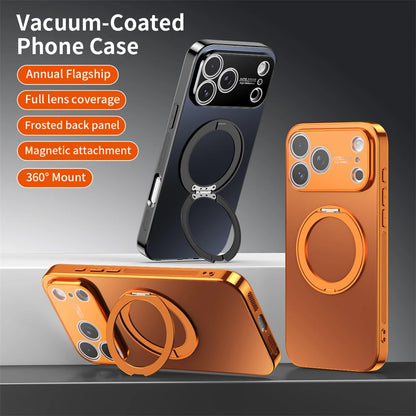 360° Rotating Magnetic Ring Stand Case For Magsafe for iPhone 17 16 15 14 13 Pro Max Air Matte Plating Shockproof Phone Cover