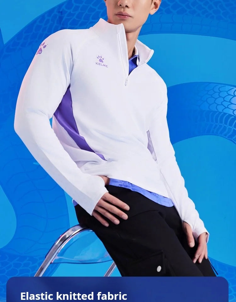 Kelme Sports Hoodie Half Zip Running Long Sleeved Men's Autumn And Winter Fitness Jacket Football Training Suit Running