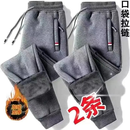 2024 Autumn Winter Plush Thickened Sports Pants for Men Warm