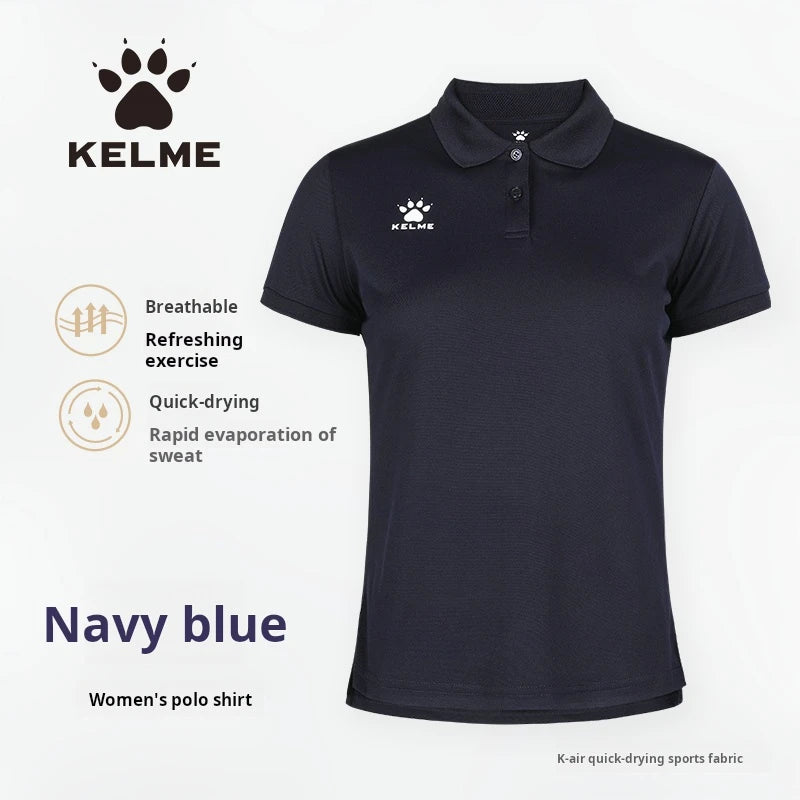 Kelme Polo Shirt Men Summer Quick Drying Short Sleeve T-shirt Club Training Football Uniforms Custom Culture Shirt