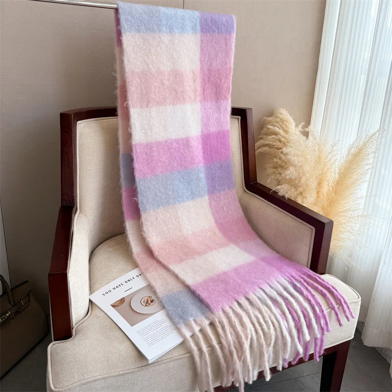 2025 NEW Luxury Cashmere Women Plaid Scarf Winter Warm Shawl and Wrap Bandana Pashmina Long Tassel Female Foulard Thick Blanket