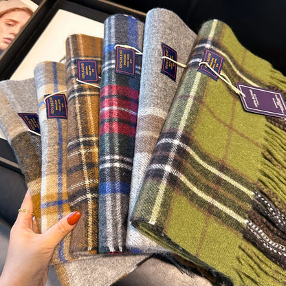 2025 New Wool Women Scarf Luxury Cashmere Winter Blanket Wraps Casual Plaid Print Pashmina Bufanda Travel Poncho Stoles Echarpe