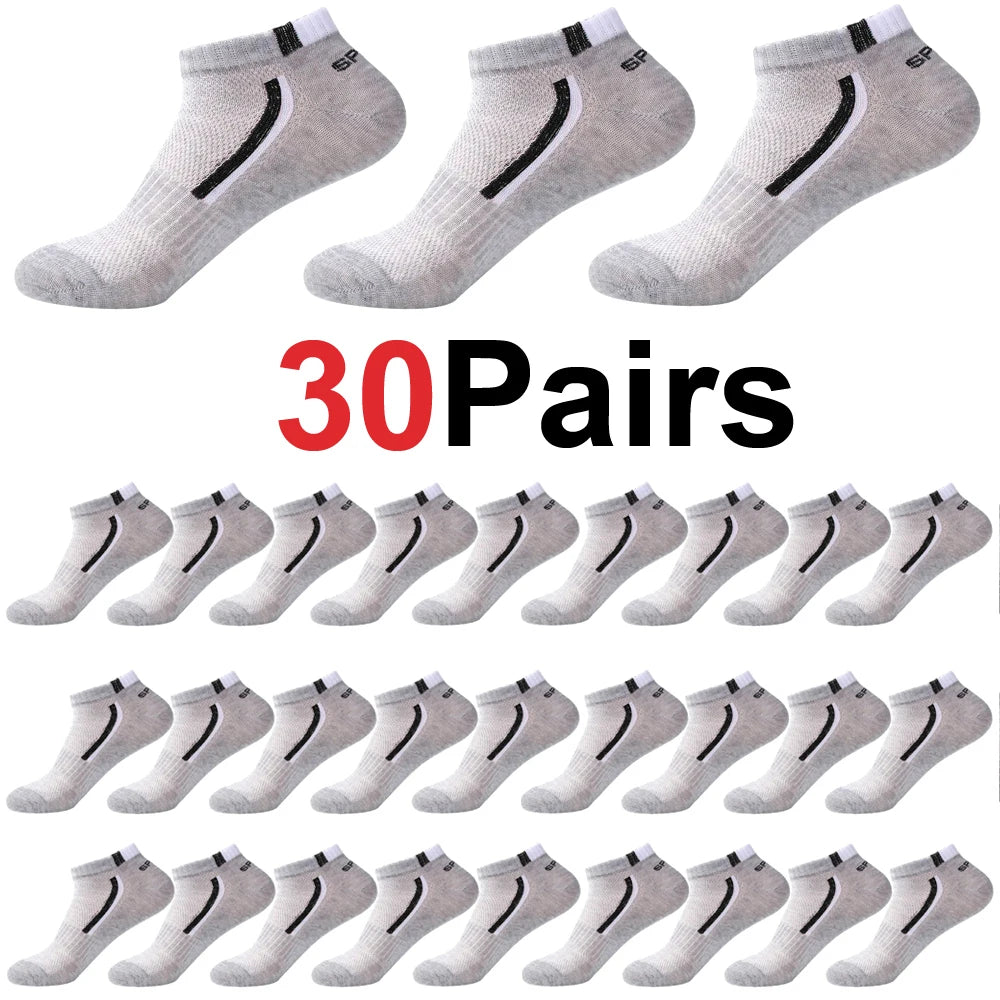 Men's Anti-Slip Boat Socks-5Pair Block Print Ankle Socks for Business & Sports, Breathable Sweat Resistant Anti-odor Comfortable