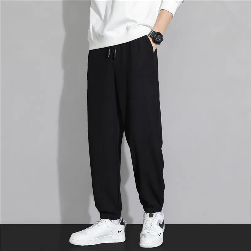 2021 Spring Autumn Joggers Men Jogging Sweatpants Sportswear Knit Tracksuit Sports Pants Trousers Oversize Wide Leg Clothing