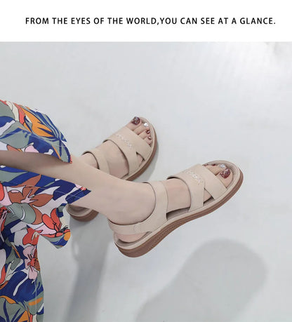 Fashion Women Summer Hook Loop Casual Open Toe Wedges Soft Bottom Breathable Shoes Sandals Sparkly Sandals for Women Size 11