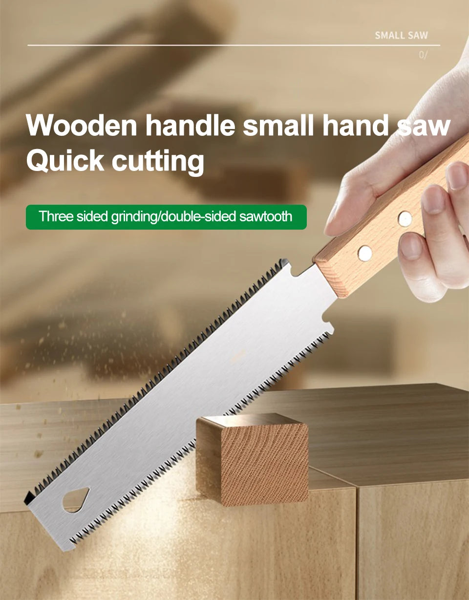 Japanese Style Hand Saw Non-slip Wooden Handle Pull Saw Flush Cut Saw Flexible Handsaw Woodworking Cutting Tool Hand Saw
