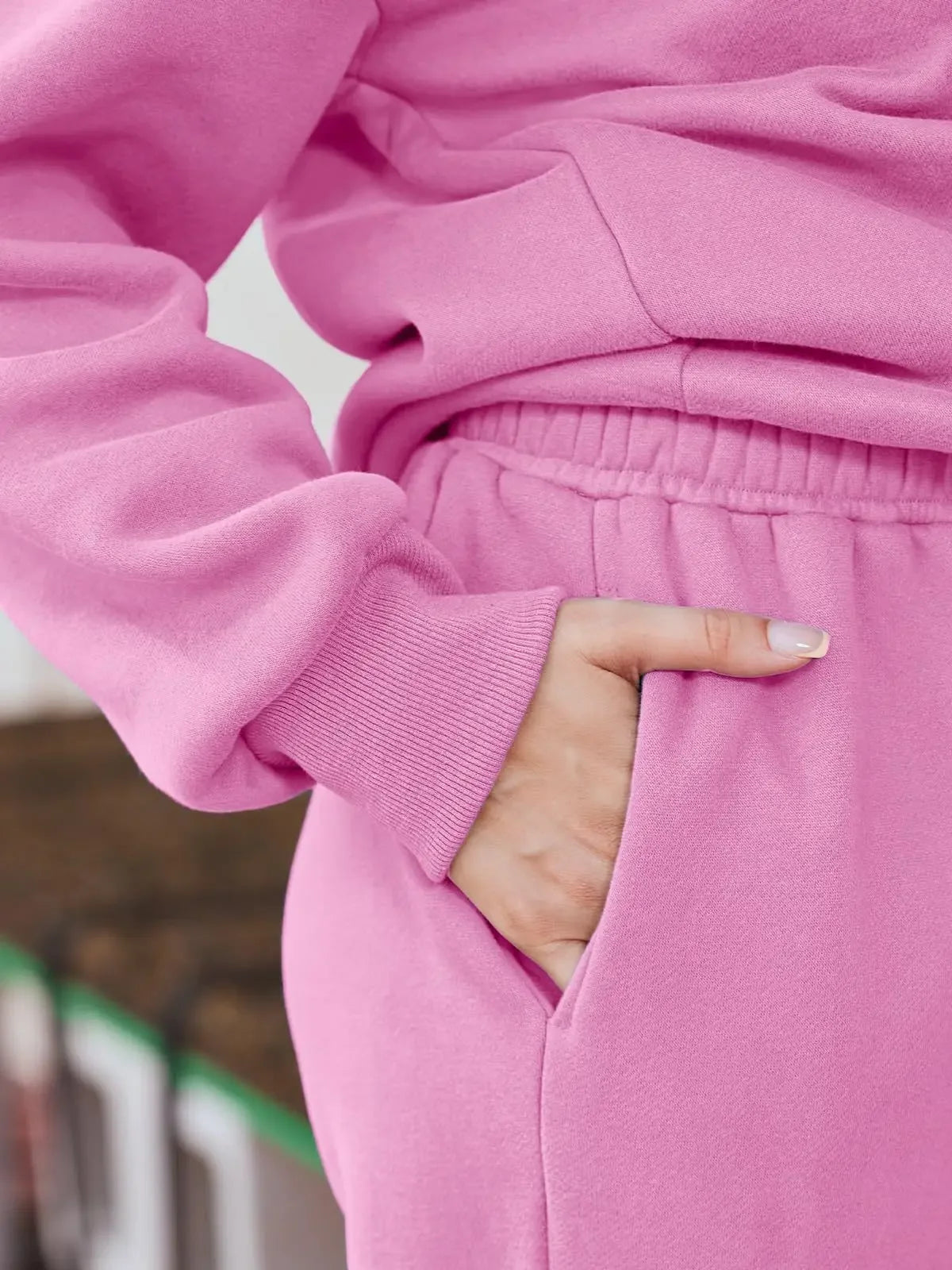 Hot Sale Of The Season Pure Color Casual Sportswear Hoodie Pants Women's Set No Pocket Cross-Border Independent Station Polyeste