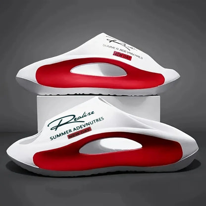 Lightweight EVA men's slide | Black and white cartoon design, exposed toes, comfortable all year round, casual indoor/outdoor us