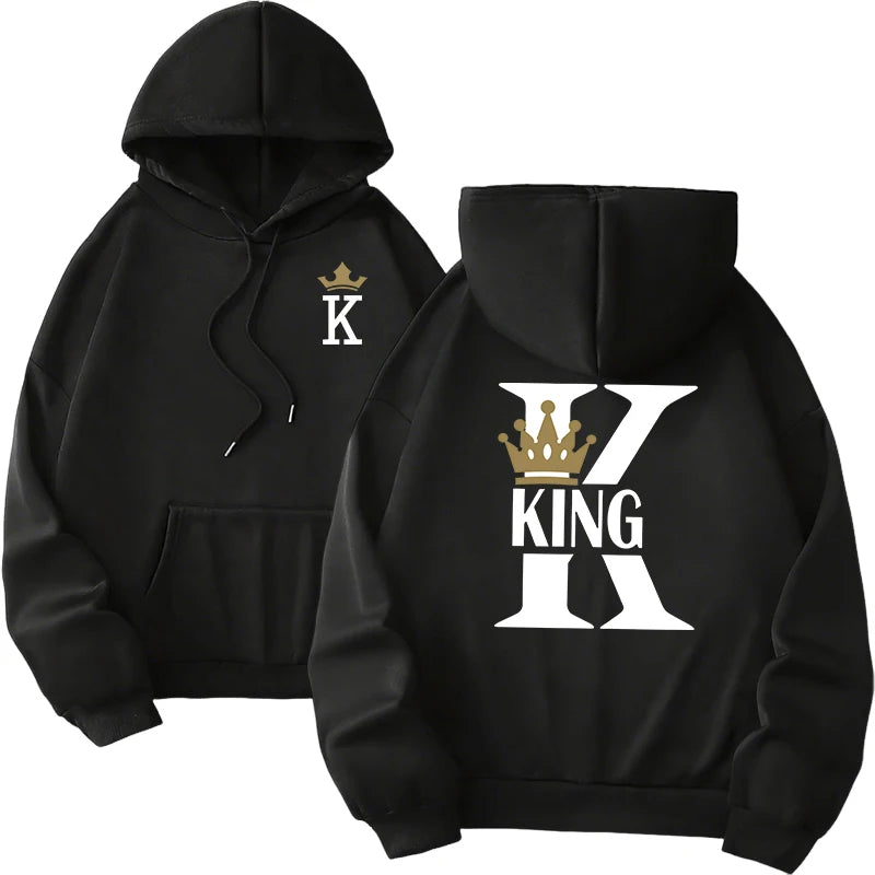 Hot Sales Mens Womens Hoodies King Queen Printing Sweatshirts Versatile Casual Couple's Clothing Daily Pullover Fall Winter Y2k