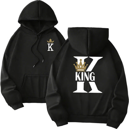 Hot Sales Mens Womens Hoodies King Queen Printing Sweatshirts Versatile Casual Couple's Clothing Daily Pullover Fall Winter Y2k