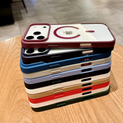 Armor for Magsafe Case for iPhone 17 Air 16 15 14 Pro Max 13 12 Mini 11 X XS MAX XR 7 8 Plus Soft+Hard Acrylic Transparent Cover