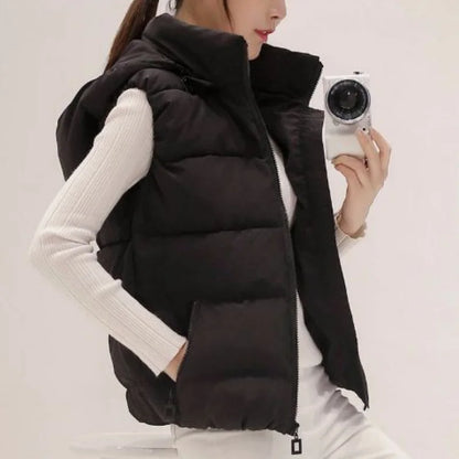 ort Padded Vest Women's Sle Quilted Jaet Slim Fit ex Zipper Closure Cotton Polyester Blend Autumn Winter Outerwear