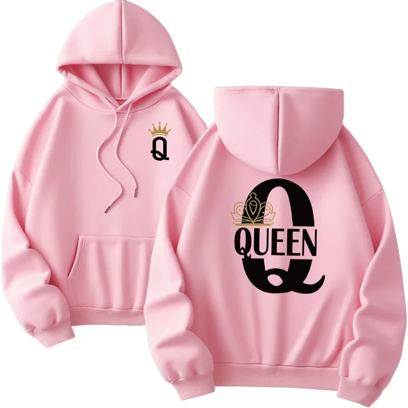 Hot Sales Mens Womens Hoodies King Queen Printing Sweatshirts Versatile Casual Couple's Clothing Daily Pullover Fall Winter Y2k