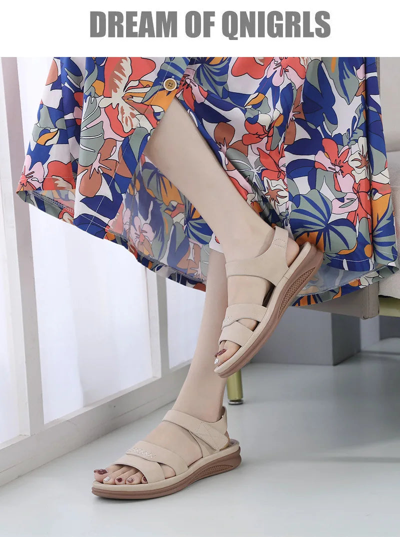 Fashion Women Summer Hook Loop Casual Open Toe Wedges Soft Bottom Breathable Shoes Sandals Sparkly Sandals for Women Size 11