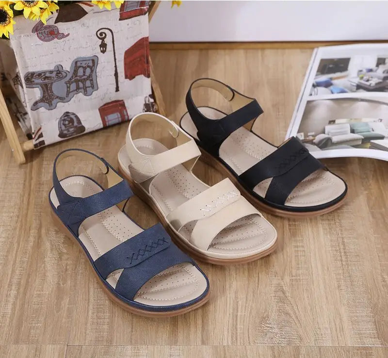 Fashion Women Summer Hook Loop Casual Open Toe Wedges Soft Bottom Breathable Shoes Sandals Sparkly Sandals for Women Size 11