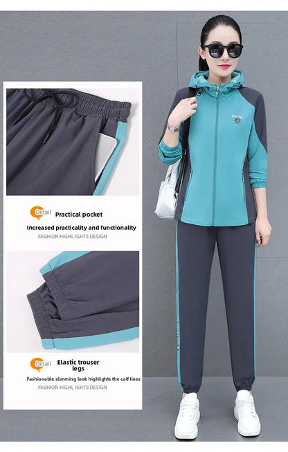 Fall Hot Sale Of The Season Women's Hooded Jacket Outdoor Sports Casual Loose Fit Windproof Large Size Two-Piece Set New Arrival