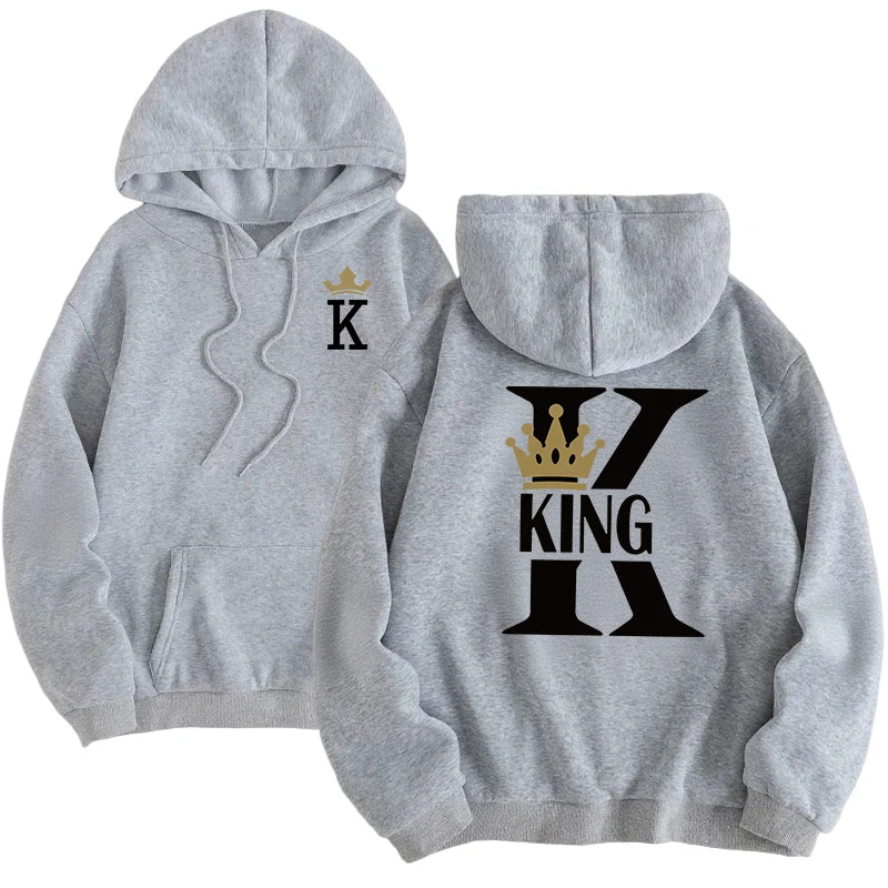 Hot Sales Mens Womens Hoodies King Queen Printing Sweatshirts Versatile Casual Couple's Clothing Daily Pullover Fall Winter Y2k