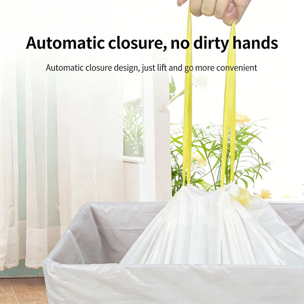 MILONG 100PCS Drawstring Trash Bags 13 Gallon Strong Large Household Portable Thickened Disposable Garbage Plastic  Waste Bags