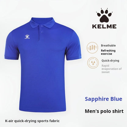 Kelme Polo Shirt Men Summer Quick Drying Short Sleeve T-shirt Club Training Football Uniforms Custom Culture Shirt