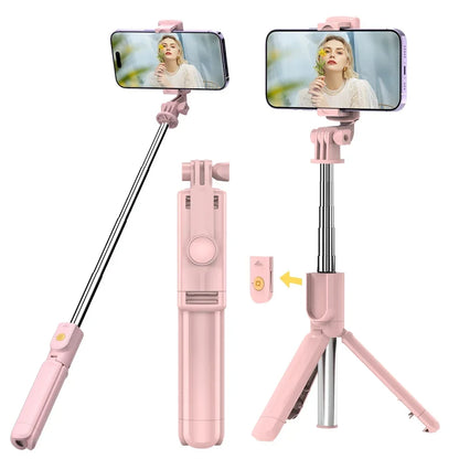 Wireless Selfie Stick Tripod with Detachable Remote for iPhone TikTok Live Streaming
