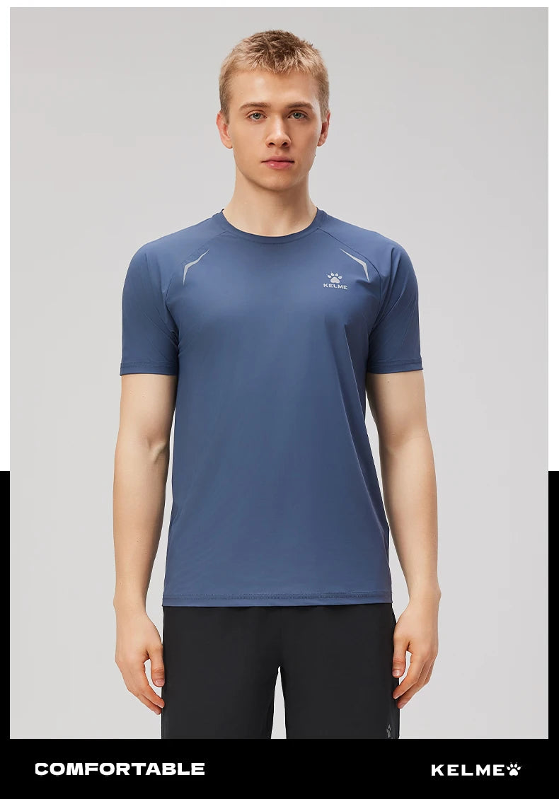 Kelme Men's Sports Tops Quick-drying Fitness Clothes Outdoor Running Breathable Short-sleeved Soccer Basketball T-shirt