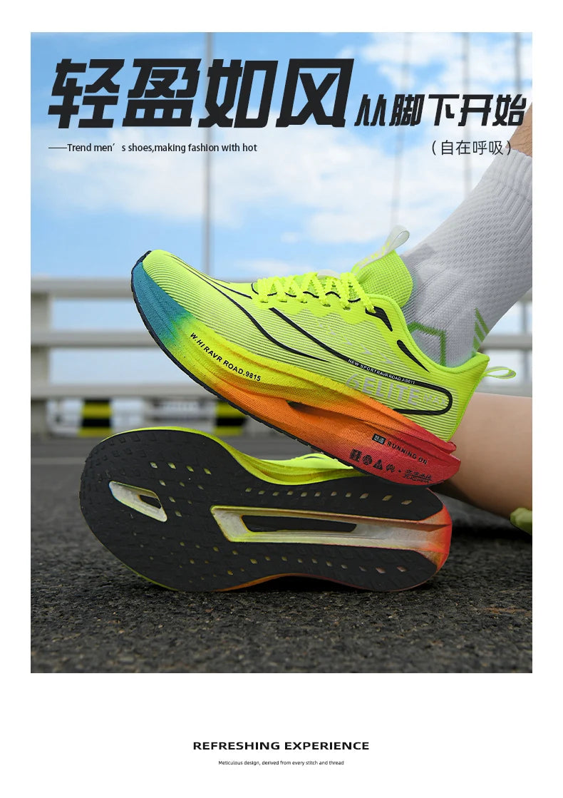 Men Running Shoes Carbon Plate Marathon Speciality Sports Breathable Lightweight Women's Comfortable Nonskid Leisure Sneakers