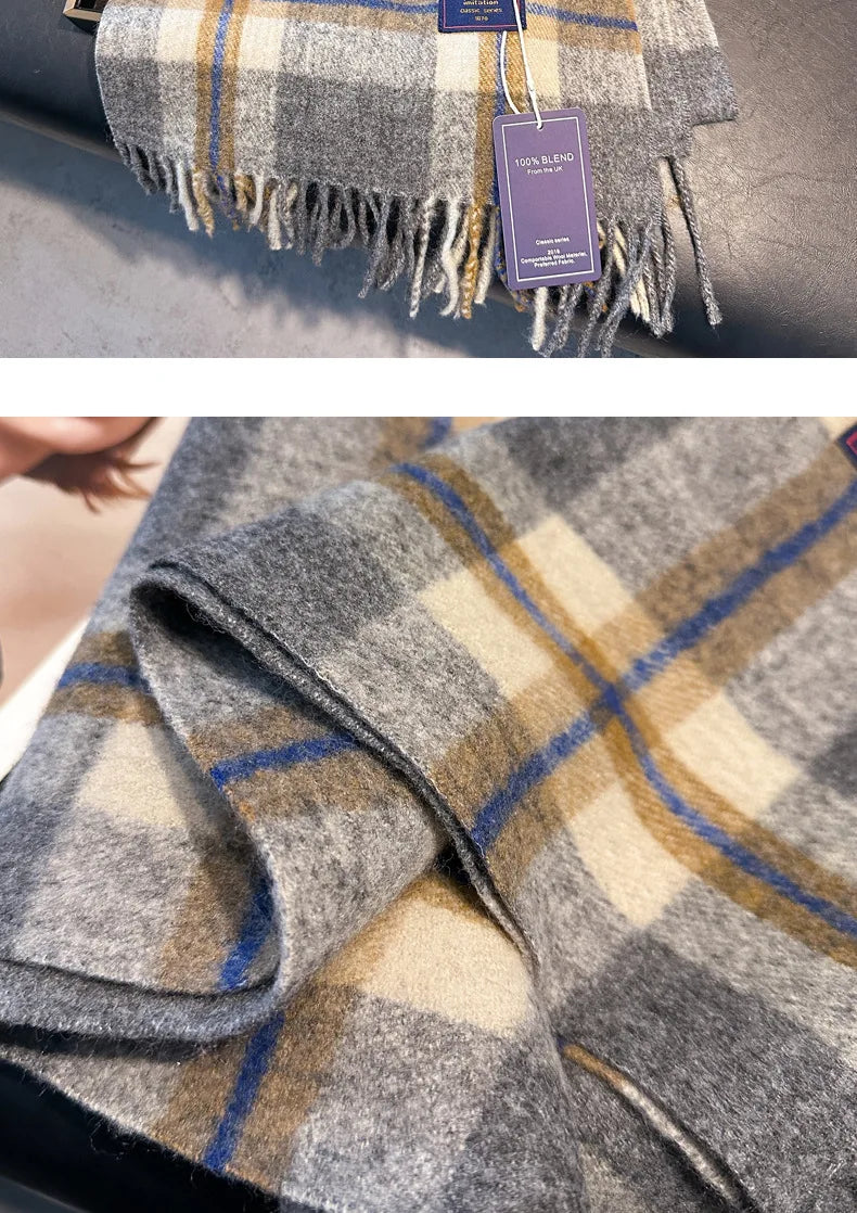 2025 New Wool Women Scarf Luxury Cashmere Winter Blanket Wraps Casual Plaid Print Pashmina Bufanda Travel Poncho Stoles Echarpe