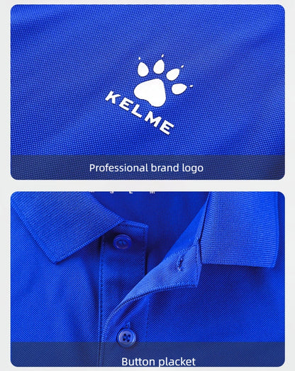 Kelme Polo Shirt Men Summer Quick Drying Short Sleeve T-shirt Club Training Football Uniforms Custom Culture Shirt