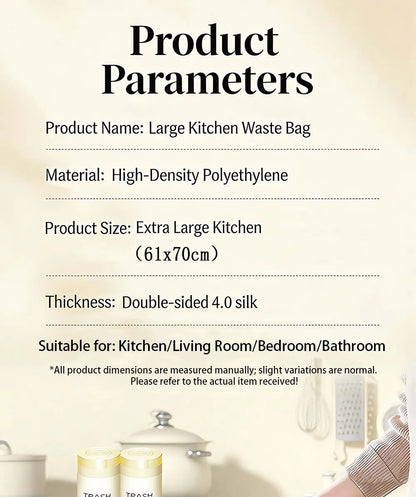 MILONG 100PCS Drawstring Trash Bags 13 Gallon Strong Large Household Portable Thickened Disposable Garbage Plastic  Waste Bags