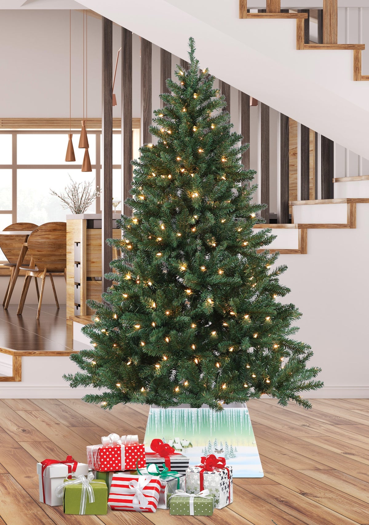 6 Ft Christmas Tree Prelit 200 White Lights. Full Realistic Artificial Fir Green Xmas
