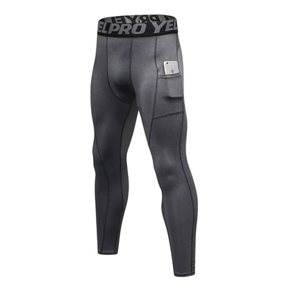 Men's Compression Running Tights - Elastic Fitness Pants for Basketball and Gym Workouts