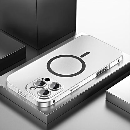 Alloy Aluminum Magnetic Case for Iphone 17 Pro Max 16 15 14 13 12 Pro Max, Metal Frame + PC Back Plate Case Compatible with Magsafe Full Camera Lens Protective Cover